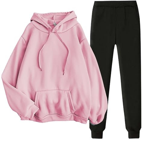 women's activewear sets Womens Fall Hooded Sweatshirt Sets 2 Piece Long Sleeve Oversized Hoodies Pullover & Jogger Black Straight Sweatpants Outfits Ladies Fashion Casual Solid Tracksuit Set