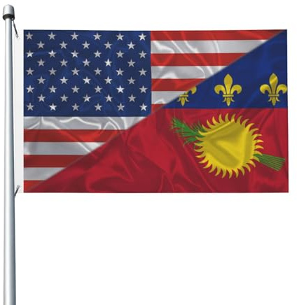 Garten Flaggen Amerika Und Guadeloupe Guadeloupe-Dreieck Personality Flag Dekoration Gartens Banner Weatherproof Feiertage Flags Für Outdoor Fête Parade 90X152CM