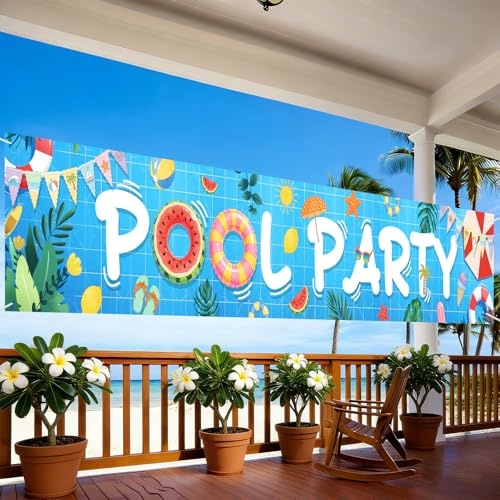 Decoraciones para fiestas en la piscina, pancartas para exteriores para fiestas de verano en la piscina, suministros de decoración para baby shower, cumpleaños, natación, suministros para uso