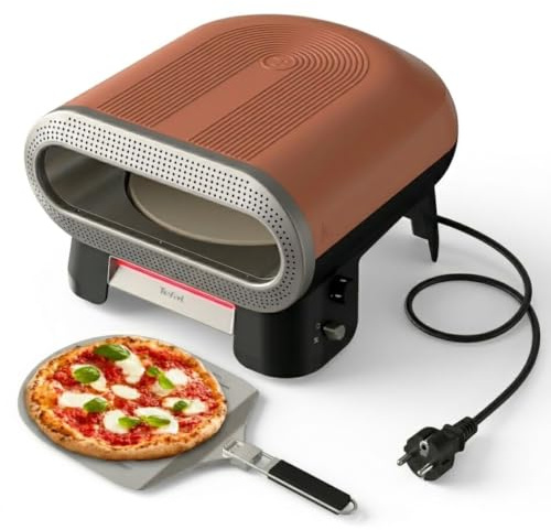 Tefal Pizza Pronto elektrischer Outdoor-Pizzaofen, automatischer Drehstein | Pizza in Restaurantqualität, 4 Temperaturstufen (250-400°C), doppelte Heizzone, faltbarer Edelstahl-Pizzaschieber, JM600TE0