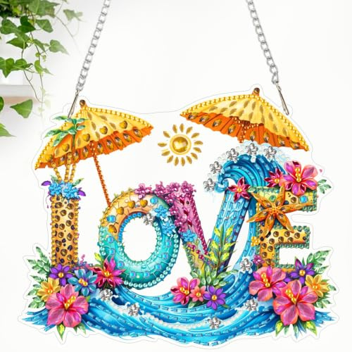 CEOVR Sommer Hängende Diamant Painting Kits DIY Diamond Painting Ornament Kits Erwachsene 19.4x15.9cm Liebesgeschichte Diamant Malerei Ornament für Wand Dekoration