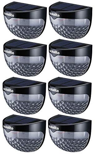 Solalite® 6 LED Solar Powered Security Lights,Waterproof Outdoor Wireless Sensor Fence Light for Garden, Patio, Fence, Yard, Pathway, Hall, Driveway, Garage, Stairway, Gate, Wall (8 Pack, Black)