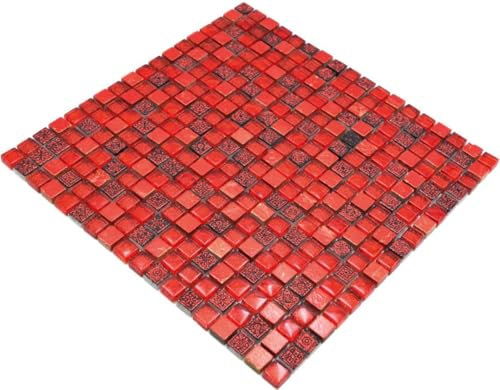 Mosaikfliese rot Glasmosaik Resin rot für WAND BAD WC KÜCHE FLIESENSPIEGEL THEKENVERKLEIDUNG Mosaikmatte Mosaikplatte