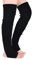 Joyingtwo Oberschenkel-Stulpen für Frauen über Knie, hohe Beinwärmer, gehäkelt, lange Socken - Schwarz - Einheitsgröße