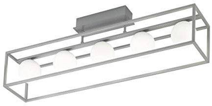 Wofi Deckenleuchte Wohnzimmerlampe LED Glas Deckenlampe silber Deckenlampe, Metall Glas, 5x LED 3,5W 320Lm 3000K, HxBxT 24x87x16 cm, 9341.05.64.8000