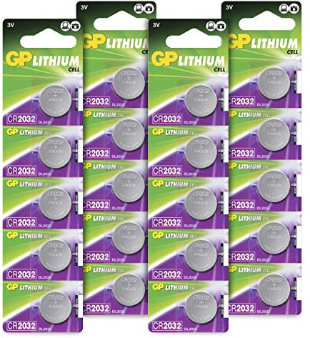 Piles CR2032 - Lot de 20 | GP Extra | Bouton Lithium CR 2032 3V- Haute Performance pour dispositifs Portables et médicaux, Porte-clés