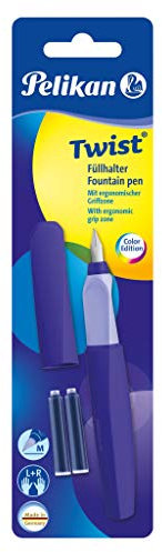 Pelikan 811361 Twist Füllhalter (Universell für Rechts- und Linkshänder), Ultra Violet, 1 Füllhalter und 2 Tintenpatronen