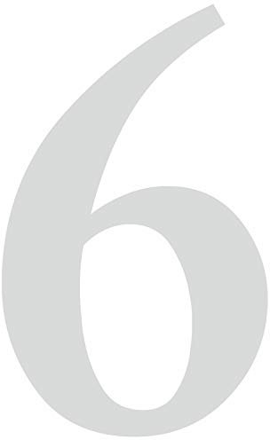 Zahlen-Aufkleber Nr. 6 in silber I Höhe 20 cm I selbstklebende Haus-Nummer, Ziffer zum Aufkleben für Außen, Briefkasten, Tür I wetterfest I kfz_480_6