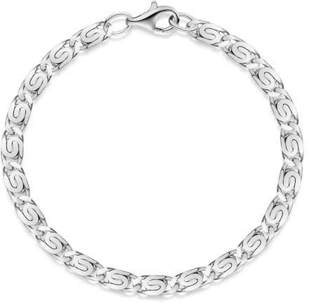 MATERIA S-Panzerkette Herren Armband Silber 925 - Männer Armkette 5mm rhodiniert diamantiert Herrenschmuck in Box SA-126-24cm