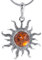 ANDANTE Premium Collection - Echter OSTSEE Bernstein Kettenanhänger in 925 Sterling Silber ** Sonne ** BEIDSEITIG ZWEI VERSCHIEDENE MOTIVE, 2 in 1, Zertifiziert - Gold des MEERES - Farbe COGNAC