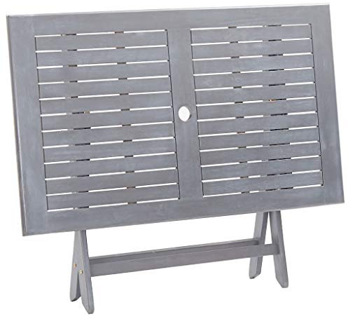 Festnight Mesa Plegable de Jardín Comedor Madera Maciza de Acacia Gris 120x70x75 cm