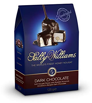 Sally Williams, Premium Soft Honey Nougat Geschenkbox – handgefertigte Nougats mit Mandeln und dunkler Schokolade – 125 g, 10 Stück