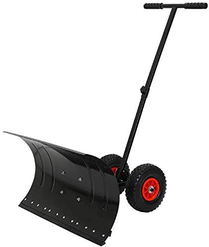 GZD Manuelle Schneeschaufel mit Rädern, Heavy Duty Schneepflug, Push Schneeschaufel Plow Einstellbare Aluminum Handle Schnee Removal Tool,small