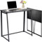Folding Computer Desk Laptop Table Writing Study Desk Foldable Narrow Table Computer Workstation with Metal Frame Black ASCOLI BK