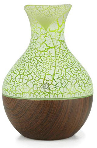 130ml LED Essential Oil Diffuser Humidifier,Aromatherapy Wood Grain Vase Aroma,Air Humidifier & Freshener,Cool Mist Humidifier with 7 Colors LED Lights (A)