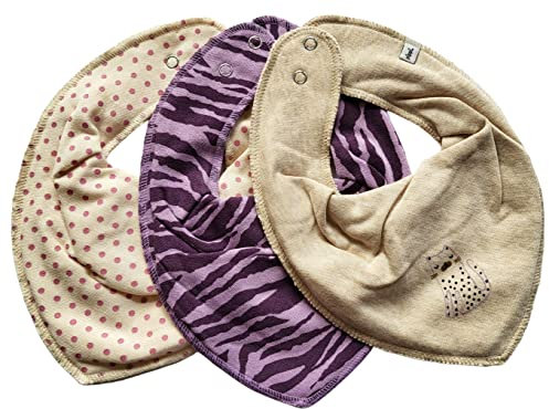 Pippi Baby Halstücher 3er Pack Dreieckstücher (Leo + Zebra lila)