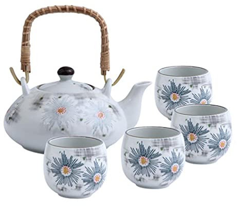 Cabilock 1 Juego Juego De Tetera Taza De Bebida Cerámica China Tetera y Tazas De Cerámica Pequeña Tetera Taza De Té De Cerámica Taza para Servir Sake Papá Tazas Mini Madera Vajilla Viajar