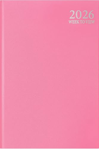1ABOVE Jahresplaner 2025, Premiumqualität, A5, Wochenansicht, Pastellfarben, fester Einband und Lesebändchen, Jahresplaner für Business, Büro, Zuhause, Termine (Rosa)
