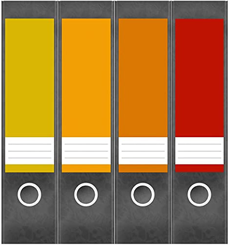 Etiketten für Ordner | Farbmix Gedeckte Farben | 4 breite Aufkleber für Ordnerrücken | Selbstklebende Design Ordneretiketten Rückenschilder