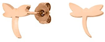 LUUK LIFESTYLE Schlichte Ohrringe aus Edelstahl, Damen Ohrstecker, Glücksbringer Geschenk für Frauen und Mädchen, filigran & wasserfest, Libelle I Insekt, roségold