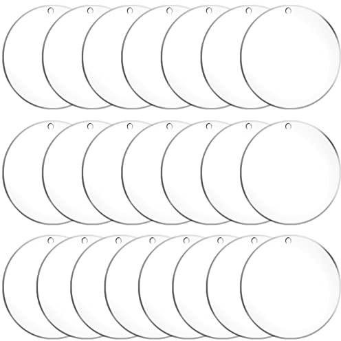 Duufin 22 Stück Acryl Transparente Kreis Scheiben 5cm Acryl Transparente Scheiben Acryl Schlüsselanhänger Rohlinge für DIY Schlüsselanhänger und Bastelprojekt, 2 Zoll
