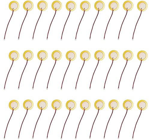 Zeaying 30 Stück Piezo Elemente Summer,27mm Piezo Akustisch Tonabnehmer,Piezo Wandler Element,Disc Pickups, Pickup-summer,Piezo Trigger Summer, für Uhren,Akustikgitarren, Elektronische Türklingeln