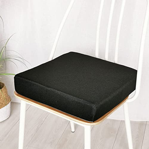 DOTBUY Leinen Stuhlkissen Abnehmbarem rutschfeste Sitzkissen Stuhl Waschbar Sitzpolster Sitzauflage für Gartenstuhl Gartenbank Terrasse Indoor Outdoor (45x45x8cm,Schwarz)