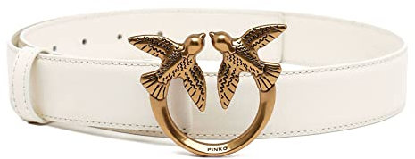 Cintura pinko love berry h3 belt in pelle - bianco - xs
