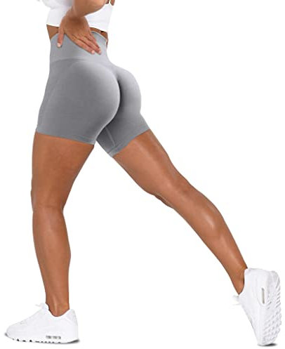 Unthewe Workout Butt Lifting Shorts for Women High Waisted Seamless Gym Yoga Booty Shorts, Scrunch Grey, M