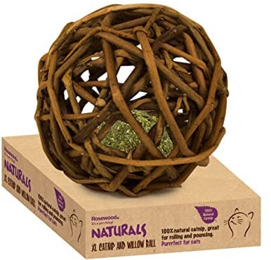 Rosewood Naturals XL Willow & Catnip Ball for Cats - 15 cm Durable Interactive Cat Toy, All-Natural Willow, Encourages Play, Exercise and Stress Relief for Indoor and Outdoor Cats