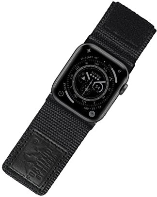 Tefeca Fortitude Serie Ultrawide Armband Kompatibel mit Apple Watch Ultra/Ultra2 Serie 9/8/SE2/7/6/SE/5/4/3/2/1 (49/45/44/42mm S/M, Segeltuch Schwarz)