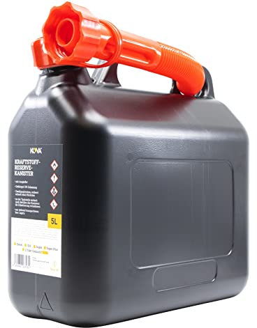 KOVA® 1x 5L Benzinkanister - Kraftstoffkanister mit UN-Zulassung - Praktische Reserve Kanister in Schwarz - Auswahl zwischen 5L, 10L und 20L - Ideal für Benzin, Diesel & Kraftstoff