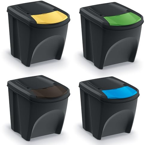 Keden Sortibox Juego de Cubos de Reciclaje Apilables (4, 25L)