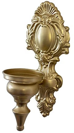 TentHome Wandleuchter Kerzenhalter Kerze Wand Kerzenständer Stumpenkerzen Französisch Barock Wandwindlicht Metall Kerzenleuchter Antik Wanddekoration für Wohnzimmer Esszimmer (Antik Gold B)