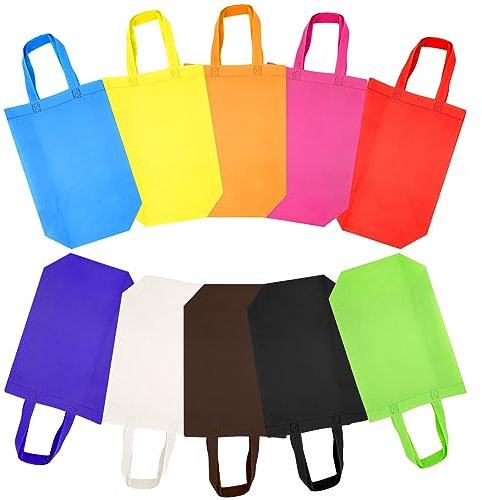 Cisolen 20 Stück Geschenktüte Vliesstoff Einkaufstaschen Partytüten mit Griff Wiederverwendbare für Geburtstagsfeier Party Hochzeit Weihnachten (10 Farben)