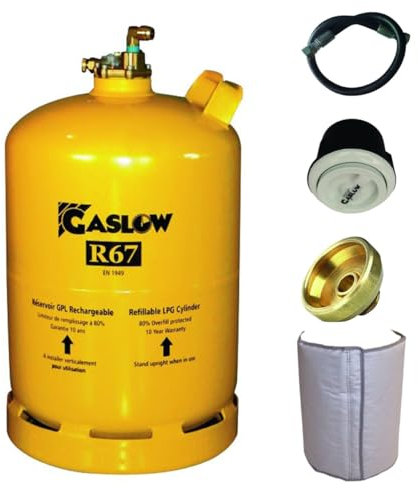 Gaslow Pack Bouteille GPL Rechargeable 11kg + Lyre + Boîte de Transfert Noire + Adaptateur FR/IT + Couverture Isolante
