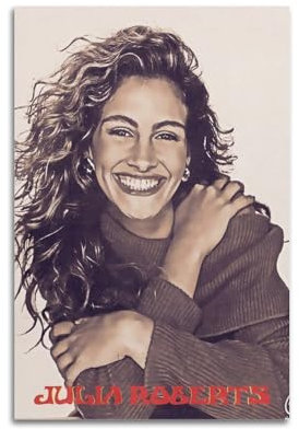 VZRSQZK Julia Roberts Schauspielerin-Poster, dekoratives Gemälde, Leinwand-Wandposter und Kunstdruck, modernes Familienschlafzimmer-Dekor-Poster, 20 x 30 cm