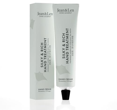 Jean & Len Silky & Rich Treatment Rosemary & Ginger, 100% recyclebare Alutube (ohne Deckel), reichhaltige Handcreme, sorgt für weiche Hände, ohne Parabene & Silikone, 75 ml