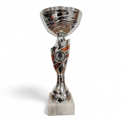 Trophy Monster Silver and Bronze Cup Award Metal Bowl | Marble Base | Free Engraving | 240mm