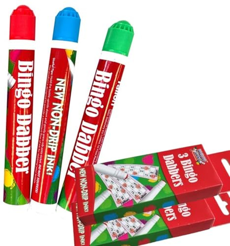 ZEBTON Bingo Dabbers (3 Stück), Dauber Marker, gemischte Farben, 6 Stück