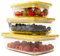 HOUSZY Glass Food Storage Containers with Bamboo Lids-3 Pack, Eco-Friendly Glass Meal Prep Lunch Box with 3 Stretchable Bands for Leakproof, oven, freezer & Dishwasher safe