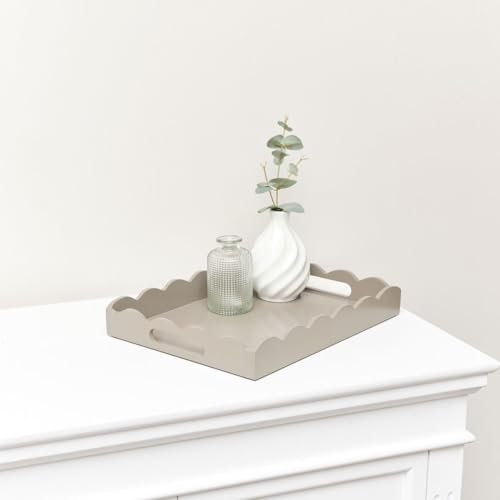 Melody Maison Rectangle Taupe Scalloped Tray