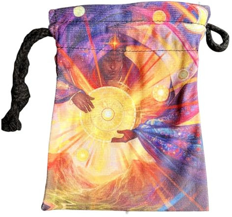 Neamou Samt Tarot Beuteltasche, Tarot-Karten-Aufbewahrungstasche, 13 x 18 cm großes Tarot-Kartenetui mit Sonnengott-Muster für Tarotkarten, Würfel, Geschenktüten