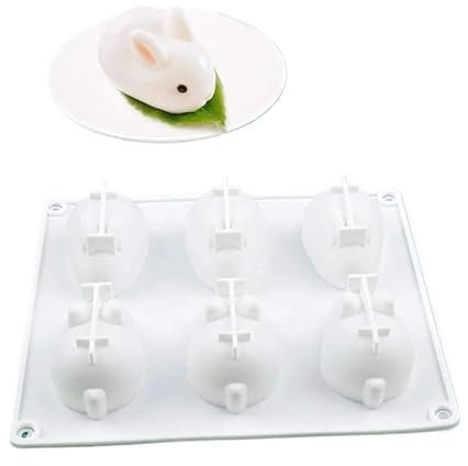 Silikon Backform Kaninchen Silikonform 6-Loch Mini 3D Silikon Schokoladenkuchen Dessertform Pralinenform