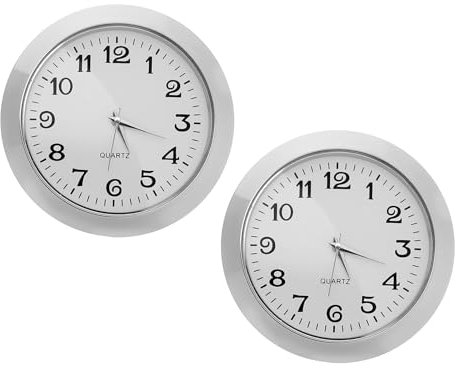 PATIKIL 2-1/8 (55mm) Quarzuhr Einsatz 2Stk Miniatur Runde Quarz Uhrwerk Mini Arabische Ziffern Uhr Passt 45mm/1.77 Durchmesser Loch für Hause Silber Ton