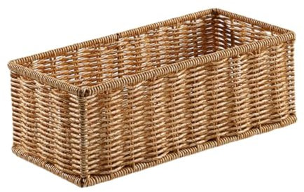 Kuntesetty Cesta de Mimbre de imitación, Bandeja Rectangular de tocador de baño de Mimbre Vintage para Dormitorio, salón, cocina, L