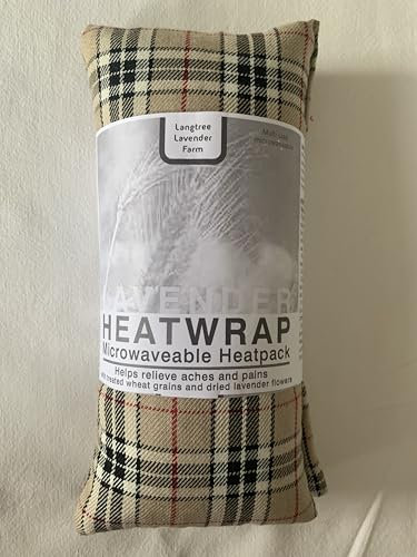 Large Wheat Heat Pack Cotton Tartan Microwave Wheat Bag with Lavender, Beige