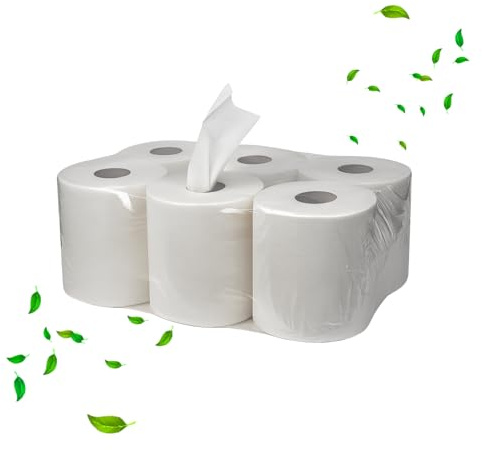 Handtuchrolle 2-lagig Innenabwicklung für Werkstatt & Gastronomie – 20cm x 150 m Papierrolle perforiert mit Spiral-Kern – saugstarkes recycling Putzpapier für Spender – hygienische Reinigungstücher