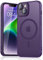 YLK Cover Magnetic per iPhone 14, Custodia Protettiva Completa con Magsafe,Traslucida Opaca Posteriore Sottile Antiurto Protettiva Case per iPhone 14 (Viola scuro)