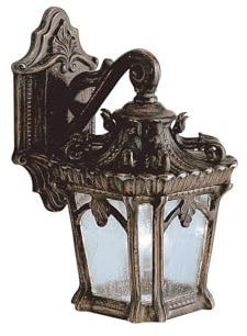 meineWunschleuchte Kleine antike Außenwandleuchte hängend aus Aluminium Bronzefarbig, Höhe 27cm